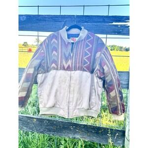 Vintage Tapestry Southwest Bomber Jacket Western Aztec Ranch USA  Full Zip